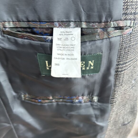 Lauren Ralph Lauren Mens Vintage Sport Coat Velvet Brown Collar Size 38S - Picture 3 of 8